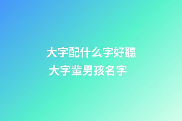 大字配什么字好聽 大字輩男孩名字